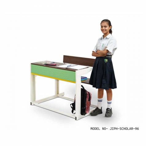 Brown & Green Mild Steel 2 Seater Dual Desk Classroom Bench Manufacturers, Suppliers in Kanpur