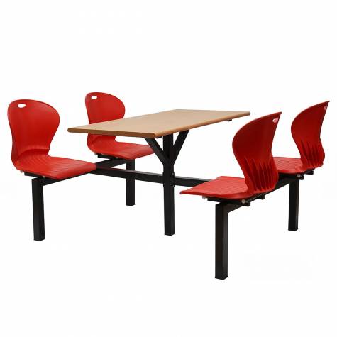 Red Without Back Rest Canteen Table And Chair Sets Furniture For School And College Canteen Cafeteria Furniture Manufacturers, Suppliers in Kanpur