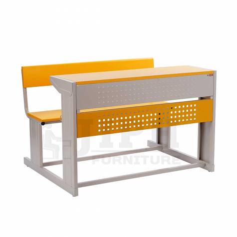 Yellow Mild Steel 2 Seater School Table And Chair Classroom Desk Manufacturers, Suppliers in Siliguri
